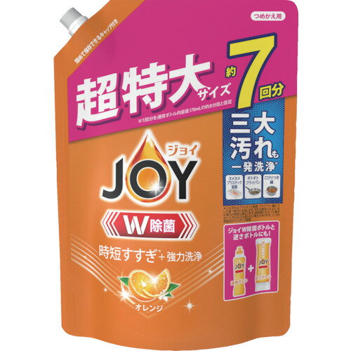 P&G ジョイ W除菌 食器用洗剤 オレンジ 詰め替え 超特大 910ml 1個 品番：402339