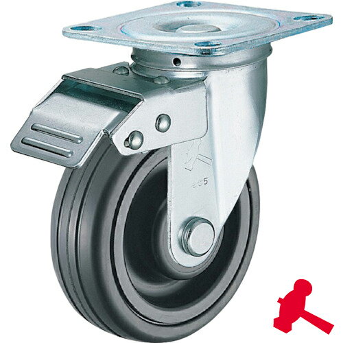 ハンマーキャスター スイッチキャスター ゴム車輪（ナイロンホイール・ボールベアリング）100mm (1個) ..