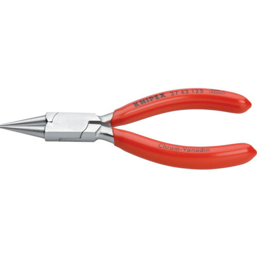 KNIPEX クニペックス 時計細工用アジャスティングプライヤー 先丸 クロムメッキ仕上げ (1丁) 品番:3743-125