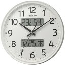RHYTHM リズム 電波 壁掛け時計(アナログ表示) 温湿度計付き カレンダー 連続秒針 白 Φ350×52mm (1個) 品番:8FYA03SR03