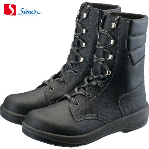 シモン 安全靴 2層ウレタン耐滑軽量長編上靴 JIS規格品 先芯入り 牛革 7533黒 25.0cm (1足) 品番：7533N-25.0