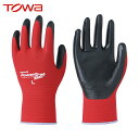 東和 トワロン 作業手袋 ニトリル背抜き手袋 パワーグラブZERO レッド L (1双) 品番:516-L