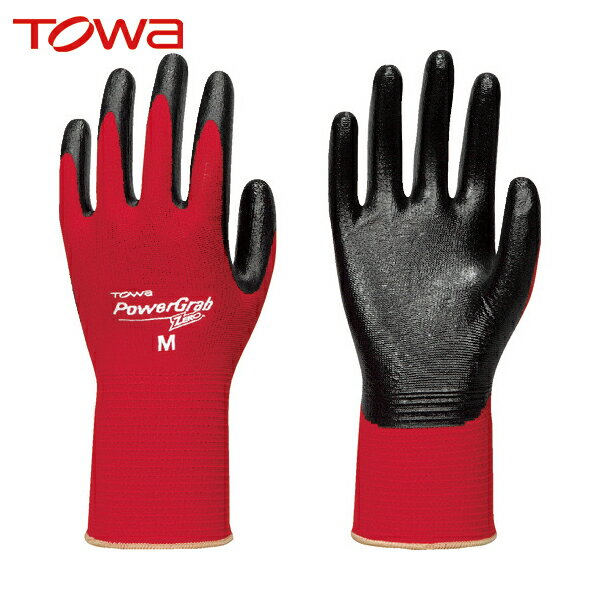 東和 トワロン 作業手袋 ニトリル背抜き手袋 パワーグラブZERO レッド M (1双) 品番:516-M