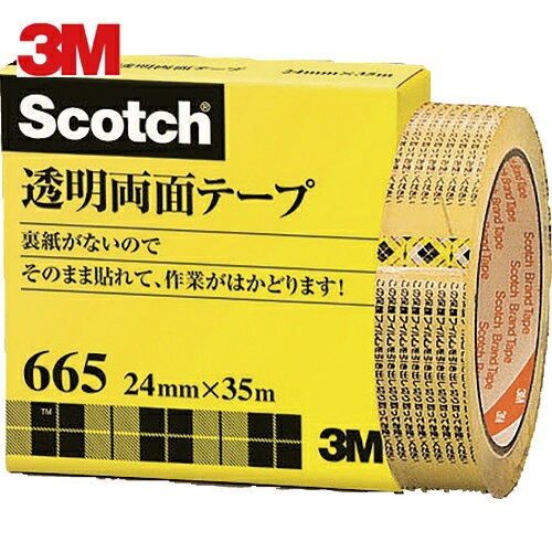 3M スリーエム 透明両面テープ ライナーなし 24mmX35m 巻芯径76mm (1巻) 品番：665-3-24
