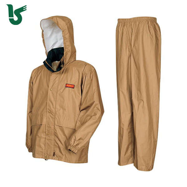 カジメイク 雨具 合羽 カッパ エントラントレインスーツ カーキ LL (1着) 品番:7200-14-LL