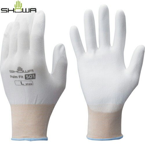 ショーワグローブ すべり止め 作業手袋 ウレタン背抜き手袋 B0501 被膜強化パームフィット手袋 ホワイト Mサイズ (1双) 品番:B0501-M