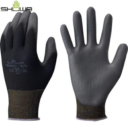 ショーワグローブ すべり止め 作業手袋 ウレタン背抜き手袋 B0500 パームフィット手袋 ブラック Mサイズ (1双) 品番:B0500-MBK