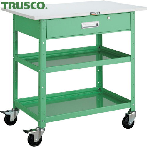 トラスコ TRUSCO ツールワゴン バーディワゴン 750X500 天板 深型1段引出付 ヤンググリーン (1台) 品番..
