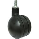 SAMSONG デザイン双輪キャスター「Bola」黒 ネジ 自在 50mm (1個) 品番:BOLA-T-50-BK