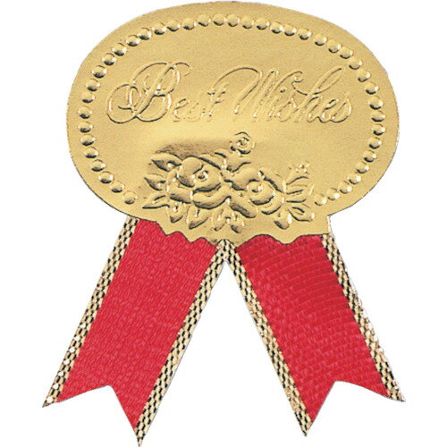 HEIKO ヘイコーポリ リボン付きシール ベストウイッシュ 赤 M 54枚入り (1束) 品番：007081101