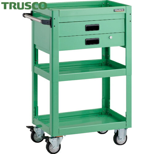 トラスコ TRUSCO ツールワゴン ドルフィン 高さ調節式 600X400 2段引出 ヤンググリーン ウレタン車輪 (..