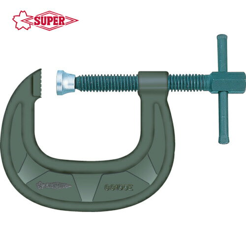 SUPERTOOL スーパーツール シャコ万力（C型）強力ワイドタイプ 50mm メタリックグレー焼付塗装 (1丁) ..