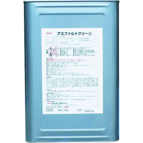 特長 ●原液噴霧後、洗い流すだけで簡単に洗浄できます。 ●強固に付着したアスファルトも簡単に除去します。 ●カラーアスファルトにも使用可能です。 用途 ●アスファルトフィニッシャーなどに付着したアスファルトの洗浄、除去用。 仕様 ●色：透明 ●容量(kg)：15.8 ●容量(ml)：18000 ●使用濃度：原液使用 ●容量(L)：18 ●pH 仕様2 ●液体 ●アルカリ性 材質／仕上 ●主成分:石油系溶剤、界面活性剤（非イオン系） 原産国（名称） ●日本 質量 ●15.8kg