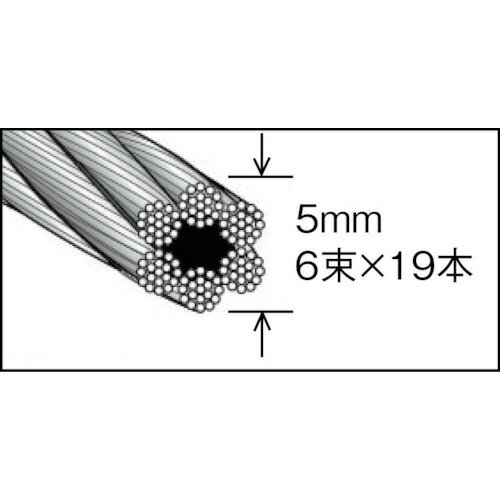 TRUSCO(トラスコ) メッキ付ワイヤロープ Φ5mmX10m (1巻) 品番：CWM-5S10 2