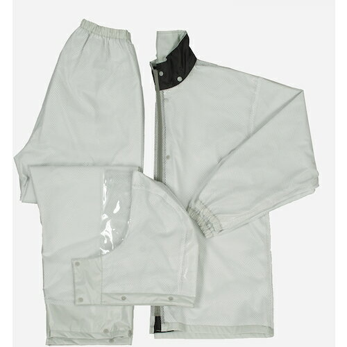 カジメイク 雨具 合羽 カッパ ディフェンドレインスーツ シルバー LL (1着) 品番:3293-71-LL