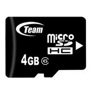 送料無料 【team】 class6 MicroSDHCメモリーカード 4GB SD変換アダプタ付　TG004G0MC26A【ゆ18】 yy