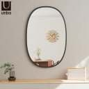 【8/20限定 クーポンで全品10%OFF!】 壁掛け ミラー Umbra アンブラ ハブ ミラー オーバル ブラック 鏡 おしゃれ 楕円 インテリア 洗面所 寝室 玄関 新生活