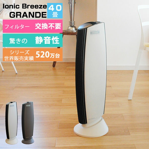 送料無料 空気清浄機 フィルター交換不要 40畳 イオニックブリーズ フィルターレス IonicBreeze GRANDE グランデ 大部屋 ペット おしゃれ ハウスダスト オフィス ウイルス 脱臭 お手入れ簡単 強力 タバコ アレルギー 赤ちゃん