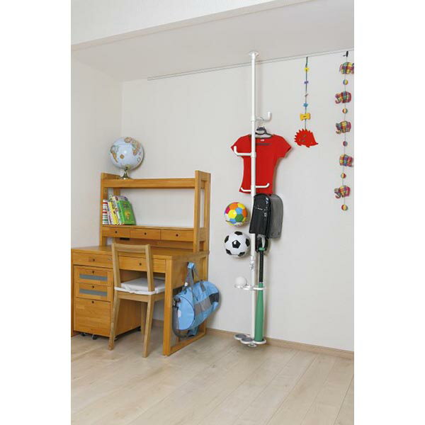 【4/30(金)〜5/5(水)最大10%OFFクーポン】ドリームハンガー ワンタッチ 突っ張りキッズポールハンガー コートかけ コートハンガー パイプハンガー 洋服掛け つっぱり ラック 突っ張りラック ボールラック ランドセルラック ハンガーラック 天井 壁面