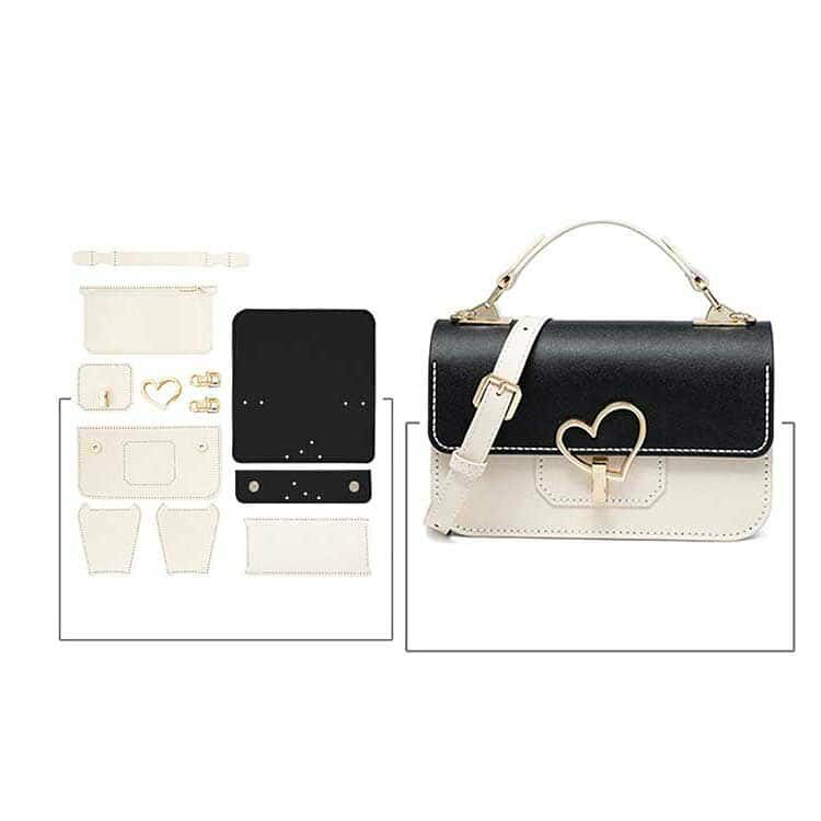 3SET-STOREの手作り 手芸キット DIYバッグ 合皮 材料キット レザーカバン PU トートバッグ 初心者 PUレザー レディース DIYバッグ ハンドバッグ 手作りキット 手縫いバッグ ギフト バケツバッグ 編みバッグ 斜め掛け ショルダーバッグ 軽い可愛い｜アングル2