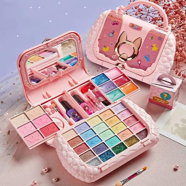 3SET-STOREのキッズコスメセット コスメセット 水溶性化粧品 子供用 ままごと ごっこ遊び メイクセット 化粧品おもちゃ キッズ 化粧品おもちゃセット メイクアップセット クリスマス お誕生日プレゼント 安全 無毒 洗える｜アングル2