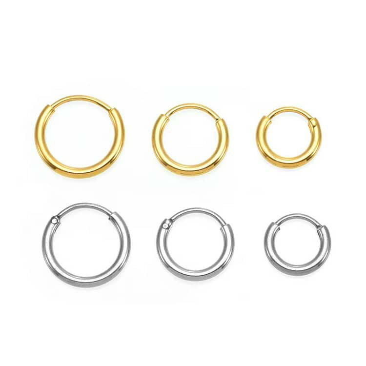 メンズ レディース 18G リング フープピアス ユニセックス 両耳セット フープ ステンレス 【3ペア6個セット】 リングピアス k18コーティング メンズピアス フープピアスセット リングピアスセット 金属アレルギー 中折れ 2