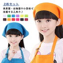子供用 自分でかぶれる 家庭科 マジックテープ付き 送料無料 かわいい 着脱簡単 送料無料 バンダナ シンプル 2枚セット 無地 給食 バブーシュカ 調理実習 三角巾 クッキング お菓子作り 幼児 男の子 女の子 幼稚園 保育園