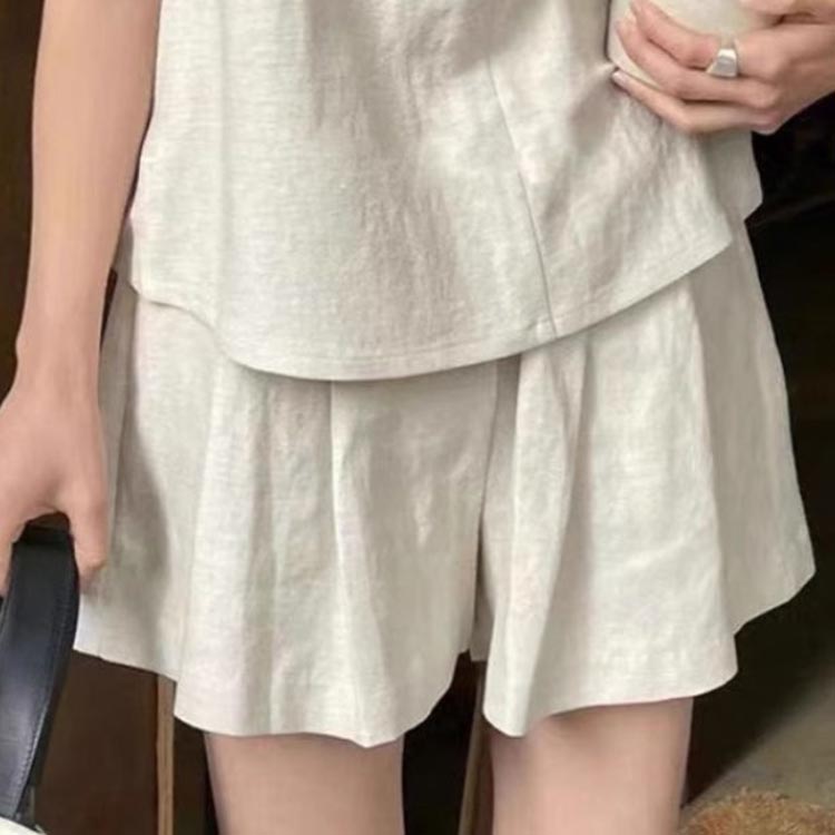 シンプル ショートパンツ 綿 ブラウス ノースリーブブラウス 短パン シンプル 涼しい 薄手 夏服 パンツ オーバーサイズ 袖なし カジュアル ゆったり 可愛い レディース 夏物 ルームウェア リラックス お出かけ 大きいサイズ 無地 ファッション かわいい 通勤