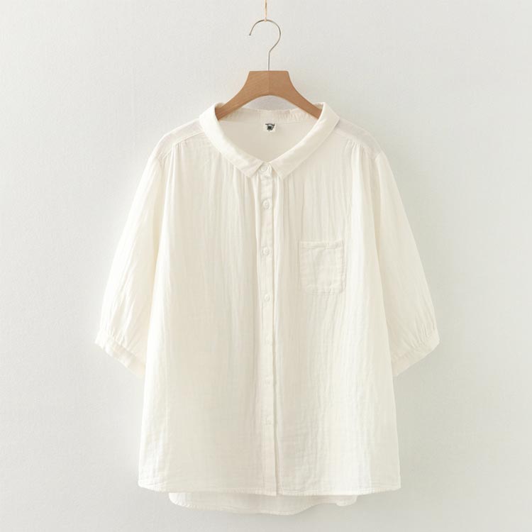 シャツブラウス レディース シャツ 綿 シャツブラウス トップス 春 夏服 半袖 薄手 きれいめ カジュアル かわいい 大人 涼しい 体型カバー ゆったり 無地 通勤 ナチュラル 夏 大人可愛い 女性 上品 通勤