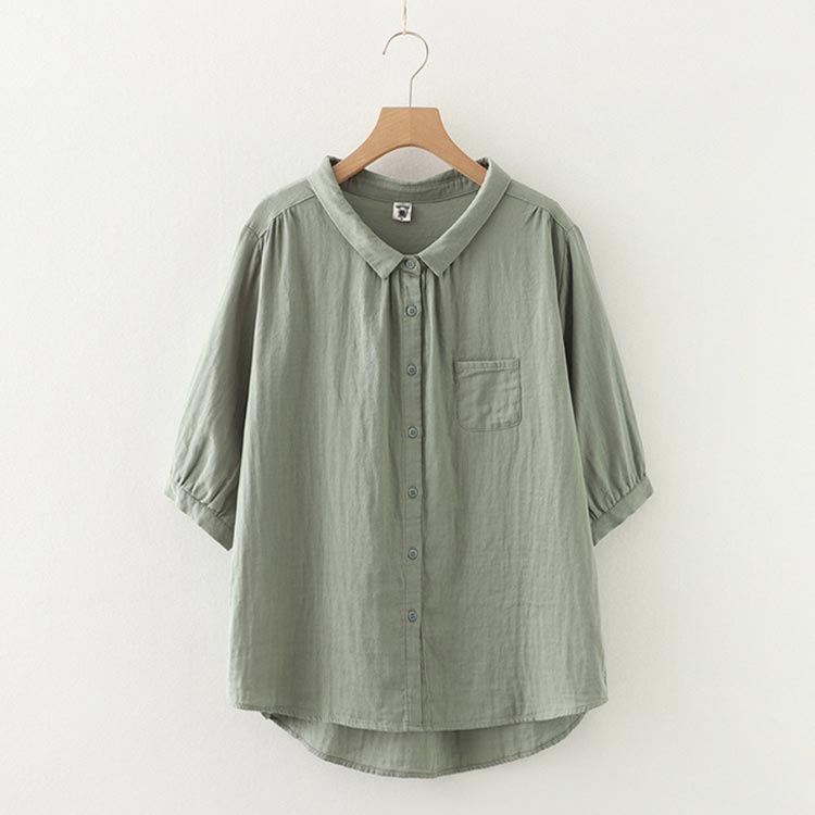 シャツブラウス レディース シャツ 綿 シャツブラウス トップス 春 夏服 半袖 薄手 きれいめ カジュアル かわいい 大人 涼しい 体型カバー ゆったり 無地 通勤 ナチュラル 夏 大人可愛い 女性 上品 通勤