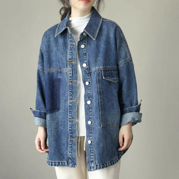 ヘムライン Gジャン ドロップショルダー デニムシャツ 大きいサイズ オーバーサイズ レディース デニムシャツ デニムジャケット アウター 羽織り 体型カバー 抜け感 個性的