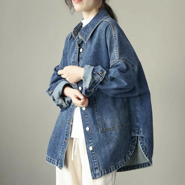 ヘムライン Gジャン ドロップショルダー デニムシャツ 大きいサイズ オーバーサイズ レディース デニムシャツ デニムジャケット アウター 羽織り 体型カバー 抜け感 個性的