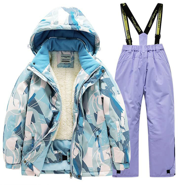 3SET-STOREのスノーウェア 中綿ジャケット ジャンプスーツ スキーウェア 中綿パンツ スノーボードウェア スノーウェア 2点セット 防寒 上下セット 男の子 女の子 保温 キッズ スノーウェア 防寒 雪遊び 保温 アウトドア スポーツコート ベビー カバーオール｜アングル2