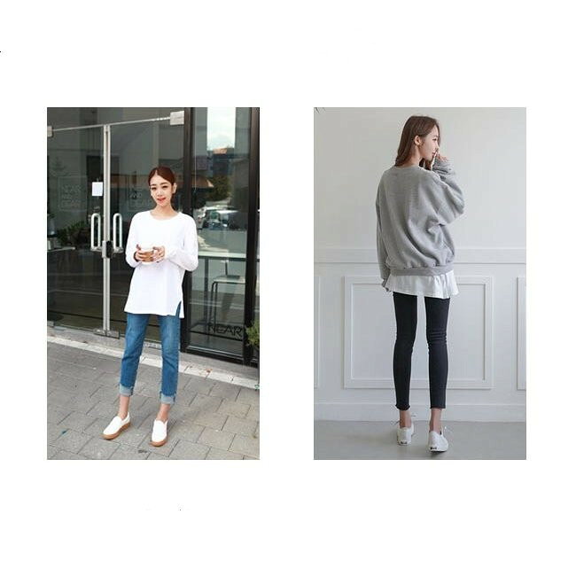 重ね着 レディース Tシャツ 白 カットソー ロンT 白T 無地 レイヤード 長袖Tシャツ ゆったり 無地Tシャツ Tシャツ クルーネック 3set-10007634 3SET-STORE サンプル画像2