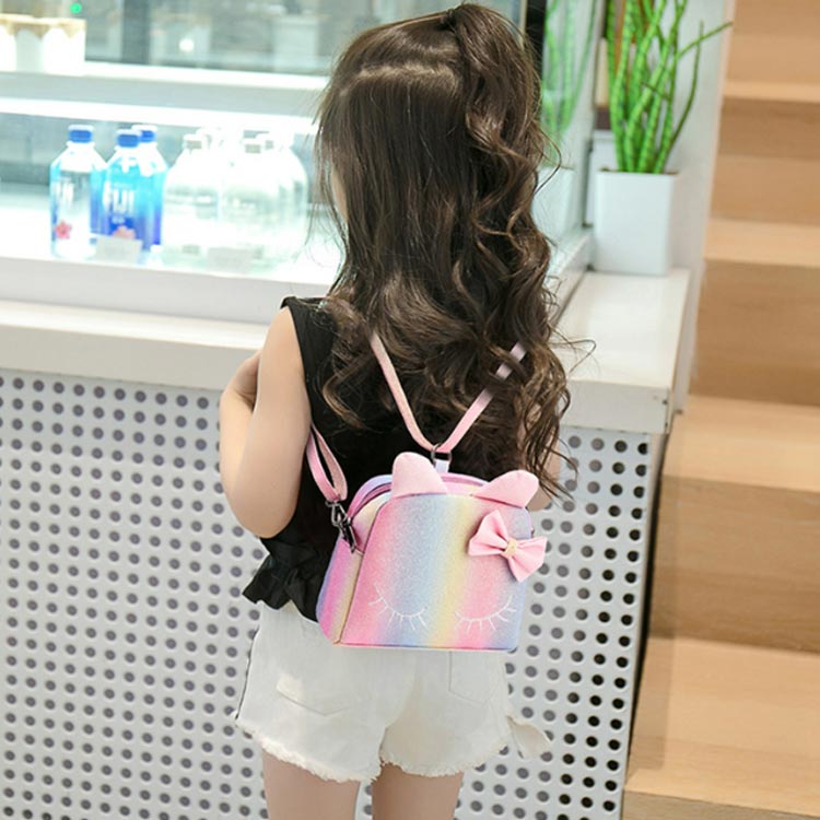 猫型 キッズ ショルダーバッグ 女の子 2way 斜め掛け リュック 通園バッグ 子供バ...
