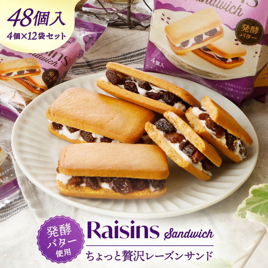 業務用 レーズンたっぷり!レーズンサンド4個入12袋セット ばらまき お菓子 大容量 大量 個包装 スイーツ おやつ 焼き菓子 ラムレーズン クッキー 工場直販...