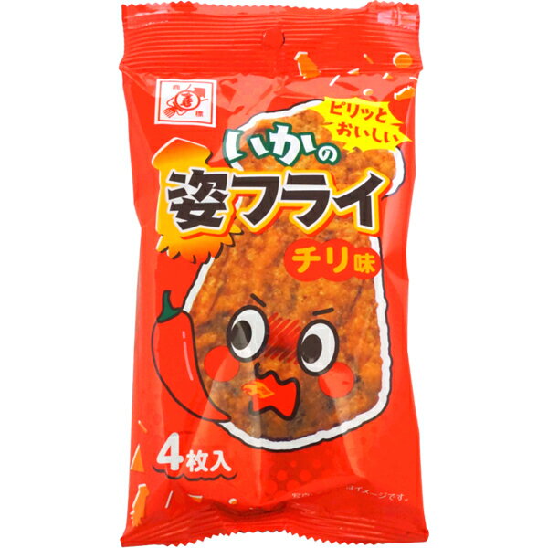 100円 全珍 4枚姿フライ チリ味 [1箱 10個入] 【煎餅 いか お菓子 おつまみ 駄菓子 まとめ買い】