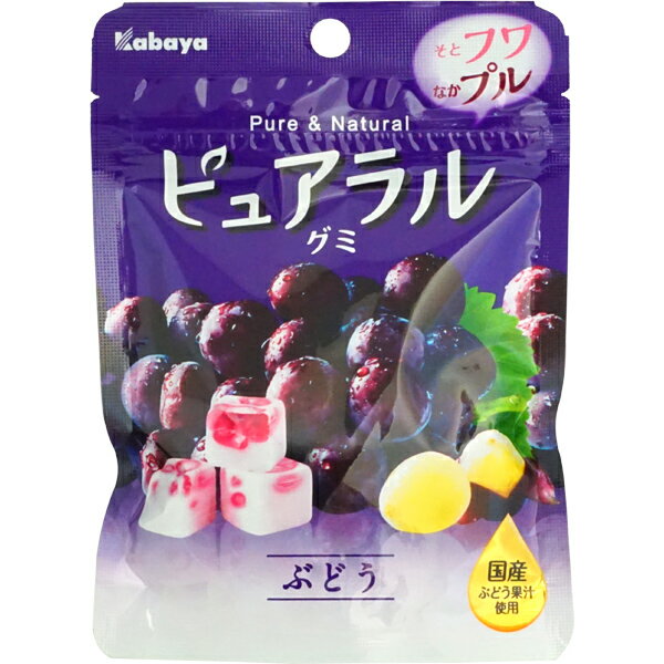 100円 ピュアラルグミ ぶどう [1箱 8個入]【グミ カバヤ kabaya キューブ まとめ買い 小袋 葡萄 ブドウ】