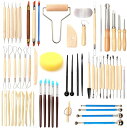 粘土彫刻ツール 陶芸工具セット 61本セット 粘土細工道具 DIY手作り彫刻用 造形 ヘラ 多機能 陶芸 工芸 彫像 彫塑 彫刻 初心者/学生/陶芸家 プレゼン...