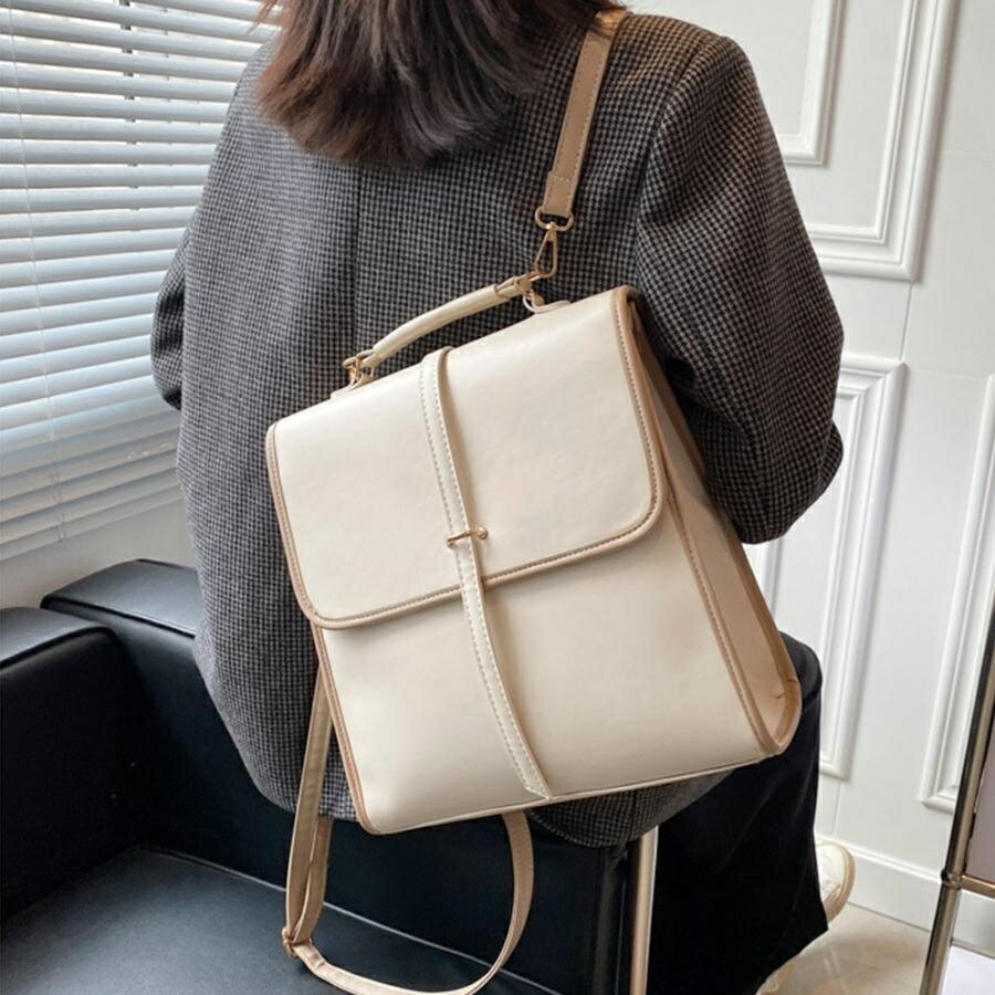 スクエアバッグ PU 4way 縦型 大容量バックパック 肩掛けカバン 手提げかばん ビジネスリュック リュッ..