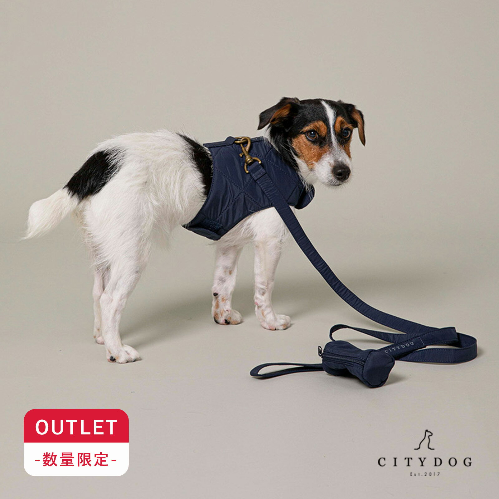 ★アウトレット★ 犬 ハーネス おしゃれ ｜ ペット リード 簡単 ファッションリード おしゃれ お洒落 シンプル 2頭引き 多頭 中型犬 小型犬 超小型犬 おでかけ 安全 散歩 高品質 高級 ｜【 citydog / シティドッグ 】 キルティング ハーネス & リード マナーケース セットのサムネイル
