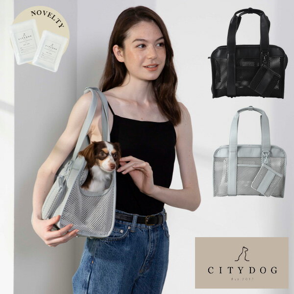 citydog サマーキャリー │ 犬 キャリー 猫 トート メッシュ 涼しい 通気性 鋲 シンプル 収納 キャリーケース キャリーバッグ おしゃれ 小型犬 中型犬 おでかけ 電車 旅行 帰省 散歩 夏 軽量 軽い メッシュ ショルダー 保冷剤付き