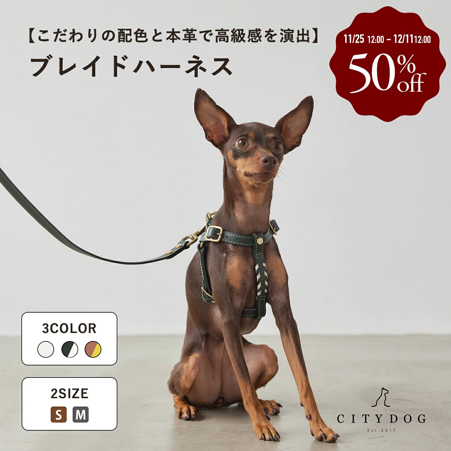 ★winterSALE★ ハーネス 犬 おしゃれ ｜ 服 犬用 胴輪 超小型犬 小型犬 中型犬 可愛い シンプル お洒落 革 本革 牛革 簡単装着 ブランド 首負担軽減 散歩 おでかけ プレゼント ギフト 贈り物 ｜【 citydog / シティドッグ 】 ブレイドハーネス