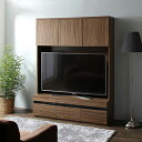 テレビボードのみ 幅140cm 奥行き45 高さ180cm ハイタイプテレビボードシリーズ Glass line グラスライン テレビ台 木製 55インチ対応 ウォルナットブラウン(3)
