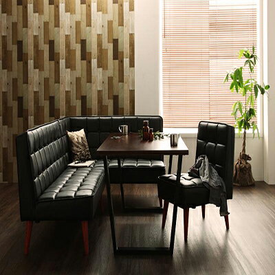 ダイニング レザー ソファ セット (食卓テーブル 幅120cm+ソファ1脚+右アームソファ1脚+チェア1脚) 4点セット ヴィンテージスタイル リビングダイニングセット CISCO シスコ ソファダイニング ソファ ソファー 椅子 イス ソファチェア