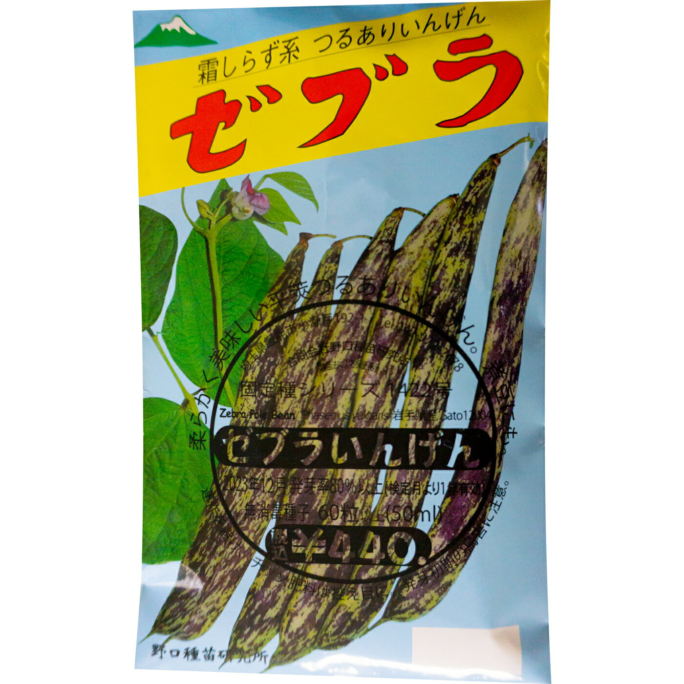 ゼブラいんげん 国内採種品 霜しらず系つるありいんげん Zebra Pole Bean / マメ科 Phaseolus vulgaris 野菜の種 野口種苗 野口の種 家庭菜園 有機栽培 ガーデニング 農業 園芸 無農薬 伝統野菜 在来種 プランター 安心 安全 ポタジェ ベランダ園芸