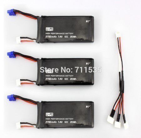 Hubsan H501S / RC クアッドコプター用 バッテリーパック（7.4V 2700mAh ) 充電ケーブル付