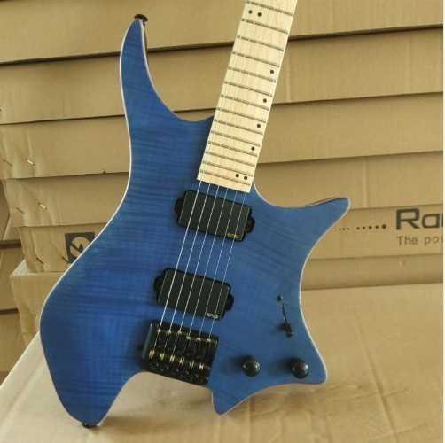 エレキギター ヘッドレス ブルー カスタマイズギター 本体のみ 37インチ
