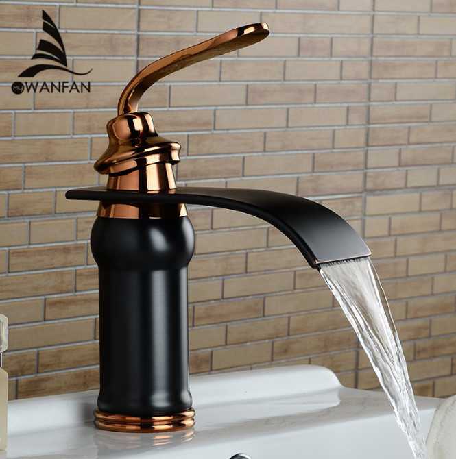 WANFANミキサータップ ブロンズ滝浴室用洗面器用真鍮 水栓おしゃれ蛇口タップWF-9273