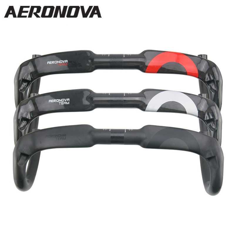 AERONOVA バイク UD カーボンロードハンドルバー自転車内部巻ハンドルバー 31.8 ミリメートル赤/黒/シルバーカー